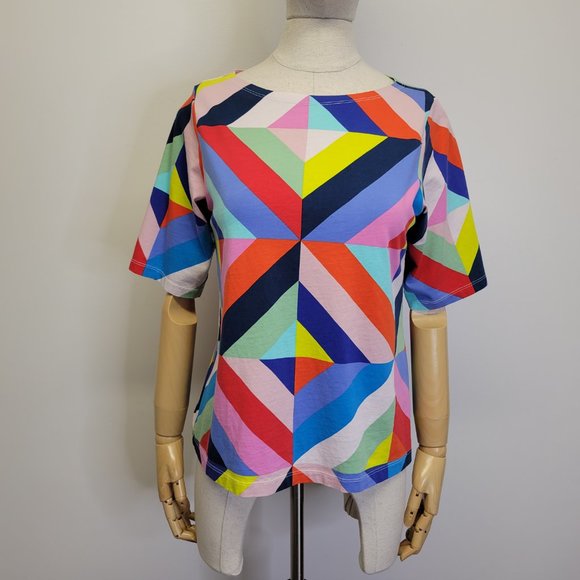 Marimekko x Uniqlo Colorful Geometric Boxy Oversized Tee Shirt Womens XS - Picture 2 of 9